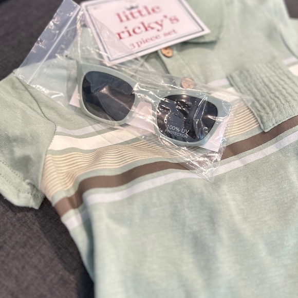 Green 3 piece Polo Shirt Set 24 months - Picture 3 of 6